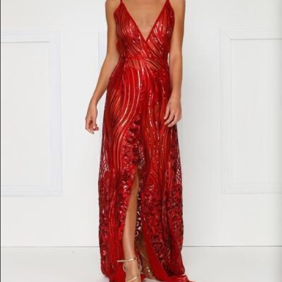 Red sequin couture gown - Picture 1 of 4